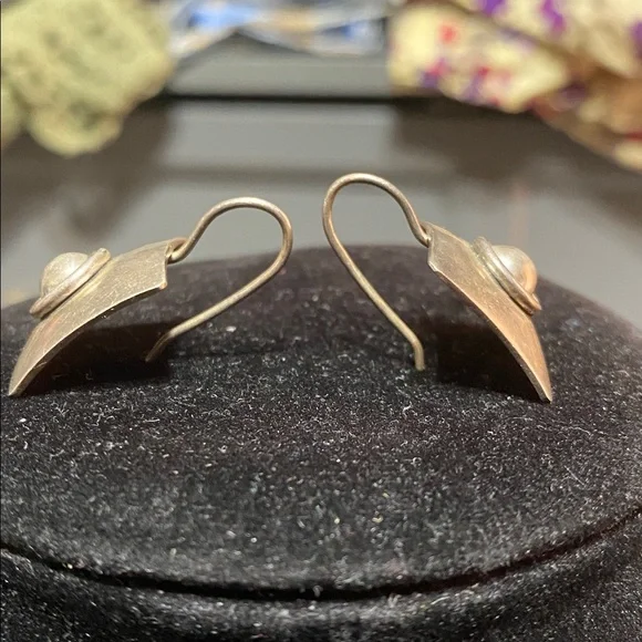 Vintage 925 silver Mexico dangle pierced earrings jewelry - Picture 6 of 13